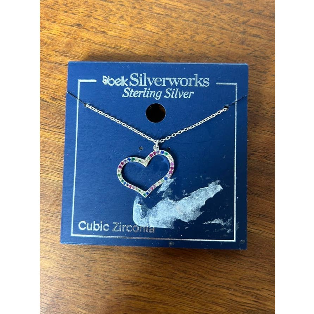 Belk Silverworks Sterling Silver Cubic Zirconia necklace heart charm